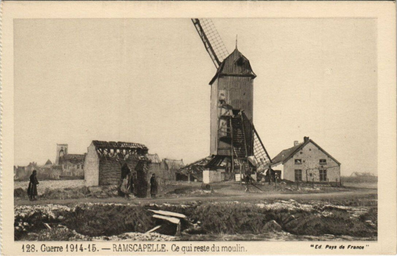 Carte postale ancienne Ramscapelle - Ce qui reste du Moulin