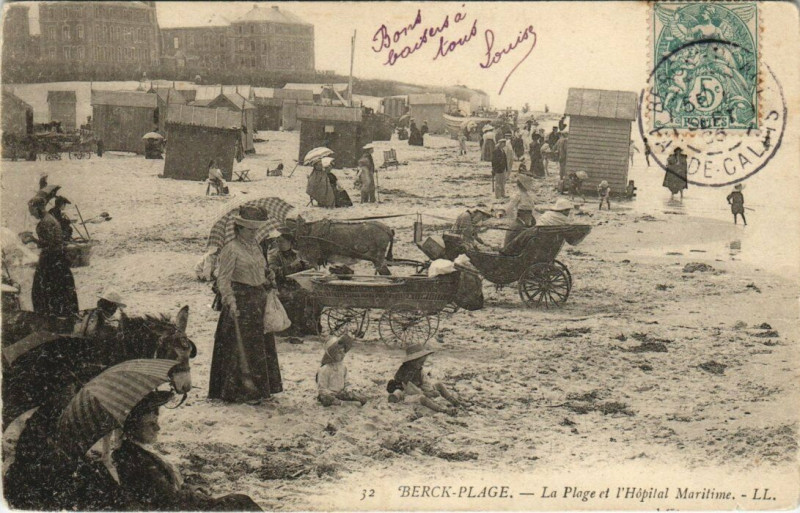 Carte postale ancienne Berck-Plage - La Plage et l'Hopital Maritime à Berck
