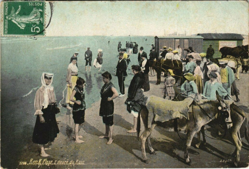 Carte postale ancienne Berck-Plage - L'Heure du Rain à Berck