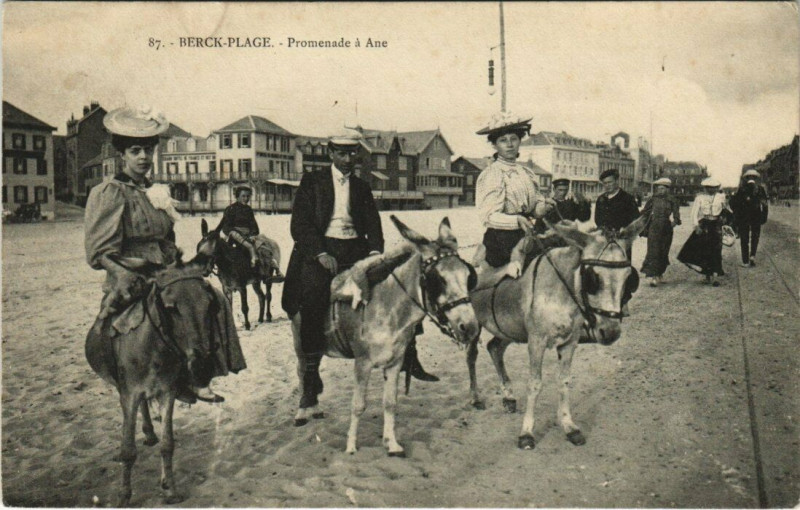 Carte postale ancienne Berck-Plage - Promenade a Ane à Berck