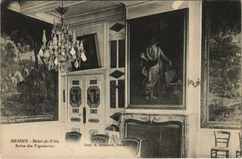 Carte postale ancienne Hesdin - Hotel de Ville Salon des Tapisseries à Hesdin