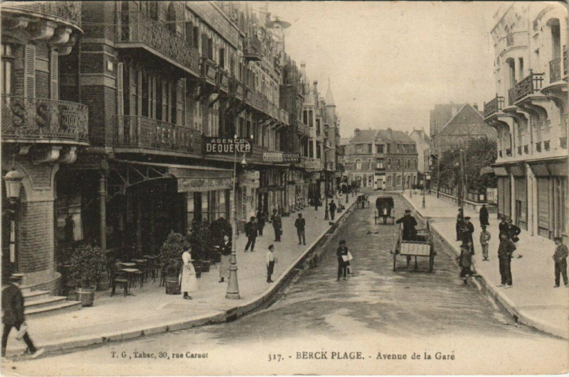 Carte postale ancienne Berck-Plage - Avenue de la Gare à Berck