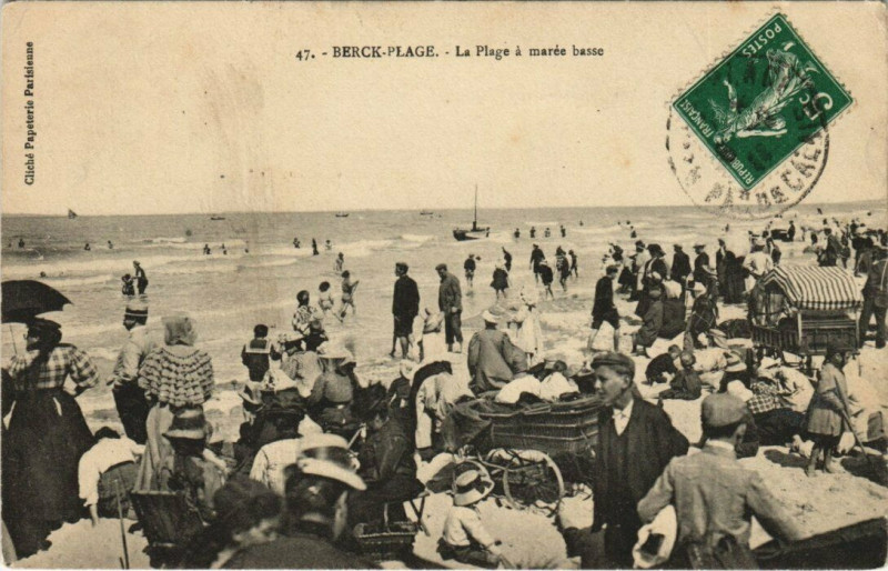Carte postale ancienne Berck-Plage - La Plage a maree besse à Berck