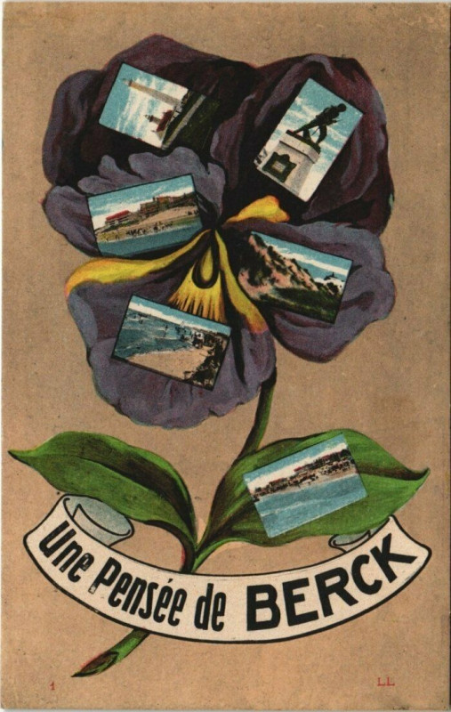 Carte postale ancienne Une pensée de Berck à Berck