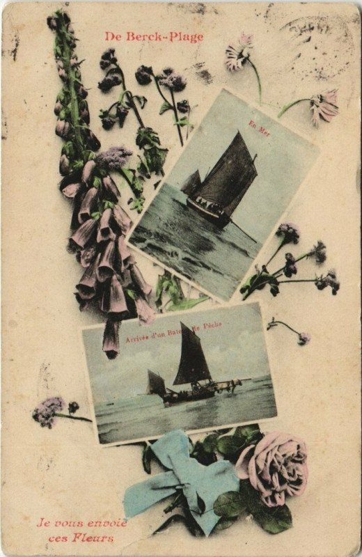 Carte postale ancienne Berck-Plage - Je vous envoie ces Fleurs à Berck