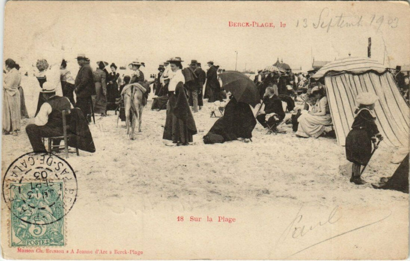 Carte postale ancienne Berck-Plage - Sur la Plage à Berck