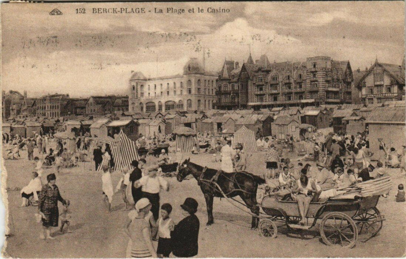 Carte postale ancienne Berck-Plage - La Plage et le Casino à Berck