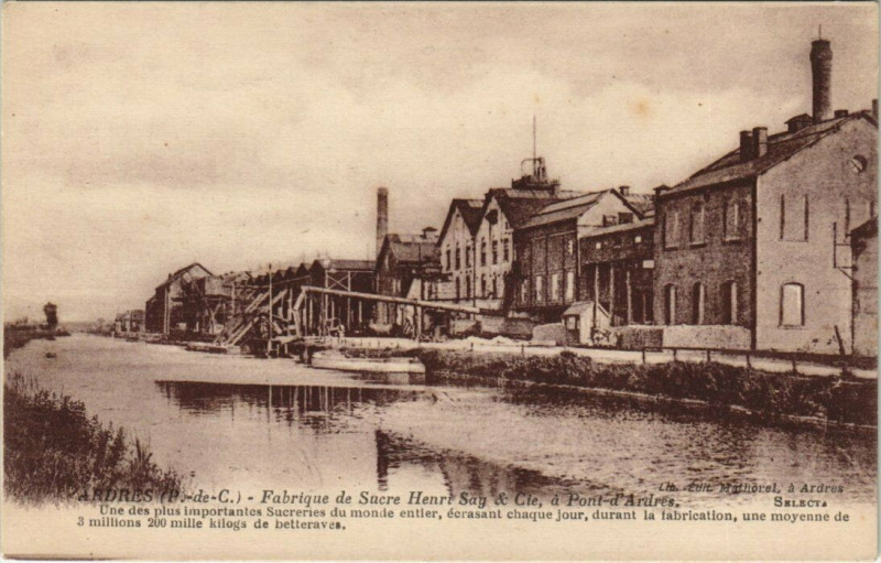 Carte postale ancienne Ardres - Fabrique de Sucre Henri Sag & Cie à Ardres