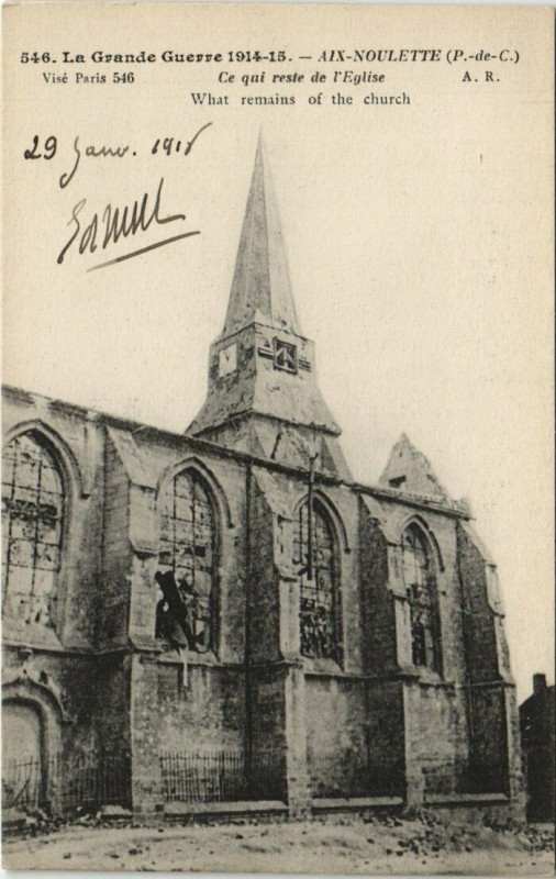 Carte postale ancienne La Grande Guerre 1914-15-Aix-Noulette à Aix-Noulette