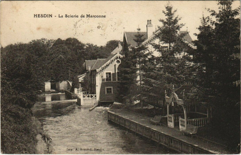 Carte postale ancienne Hesdin - La Scieire de Marconne à Hesdin