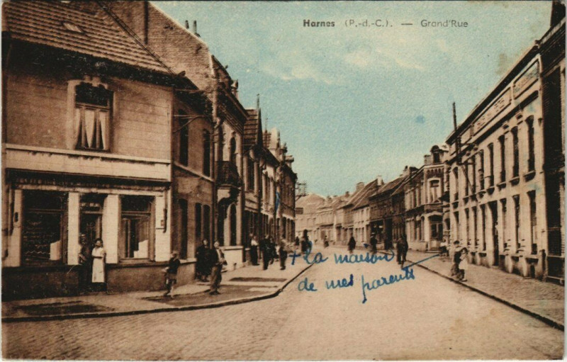 Carte postale ancienne Harnes - Grand'Rue à Harnes