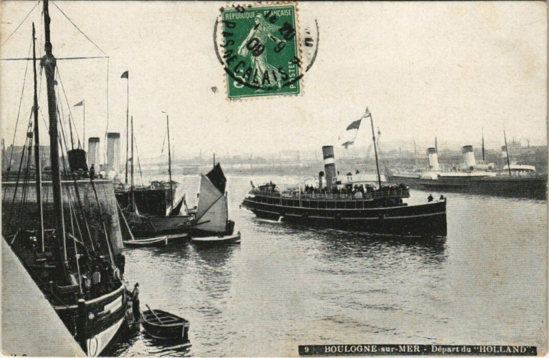 Carte postale ancienne Boulogne-sur-Mer - Depart du Holland à Boulogne-sur-Mer