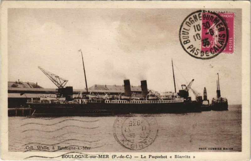 Carte postale ancienne Boulogne-sur-Mer - Le Paquebot Biarritz à Boulogne-sur-Mer