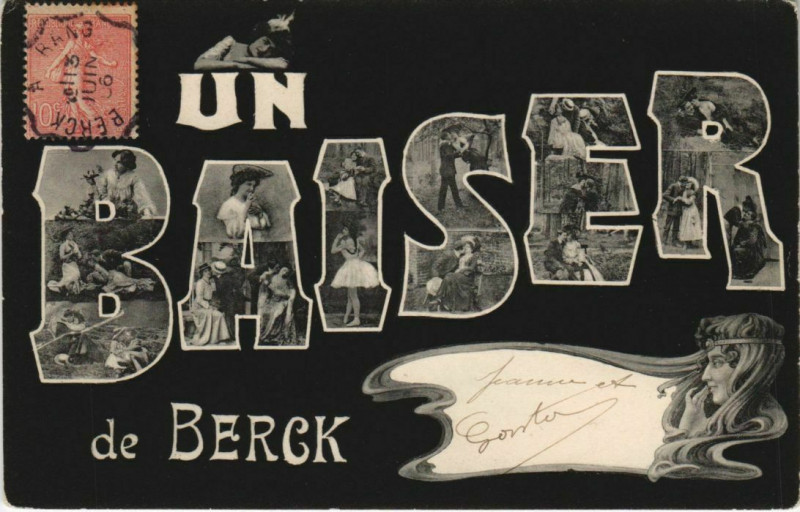 Carte postale ancienne Un Baiser de Berck à Berck