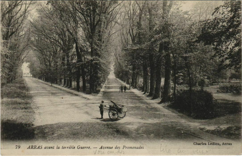 Carte postale ancienne Arras avant le terrible Guerre-Avenue des Promenades à Arras