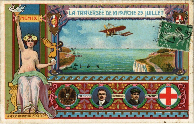 Carte postale ancienne La Traversé de la Manche 25 Juillet