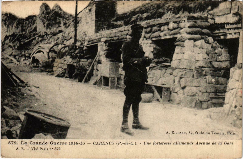 Carte postale ancienne Militaire Carency - Une forteresse allemande à Carency