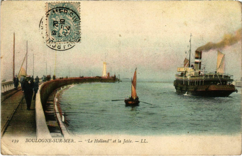 Carte postale ancienne Boulogne sur Mer- Le Holland et la Jetee France à Boulogne-sur-Mer