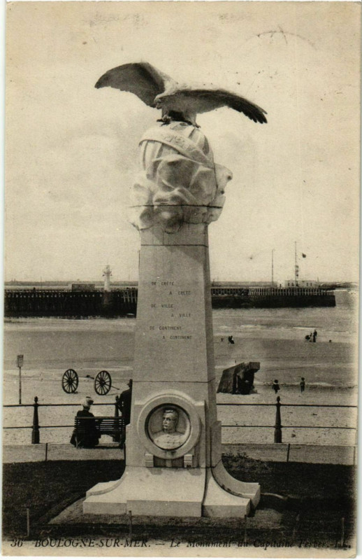 Carte postale ancienne Boulogne sur Mer- Le Monument du Capitaine Ferber France à Boulogne-sur-Mer
