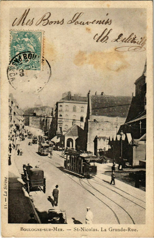 Carte postale ancienne Boulogne sur Mer-Saint-Nicolas, La Grande Rue France à Boulogne-sur-Mer