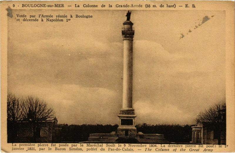 Carte postale ancienne Boulogne sur Mer- La Colonne de la Grande Armee France à Boulogne-sur-Mer