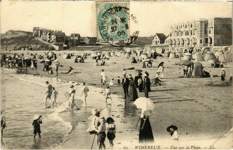 Carte postale ancienne Wimereux- Vue sur la Plage France à Wimereux