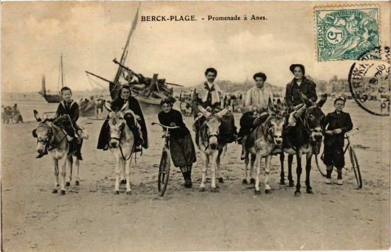 Carte postale ancienne Berck Plage- Promenade a Anes France à Berck
