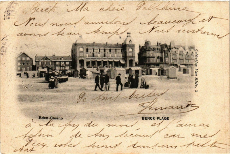 Carte postale ancienne Berck Plage- Eden Casino France à Berck