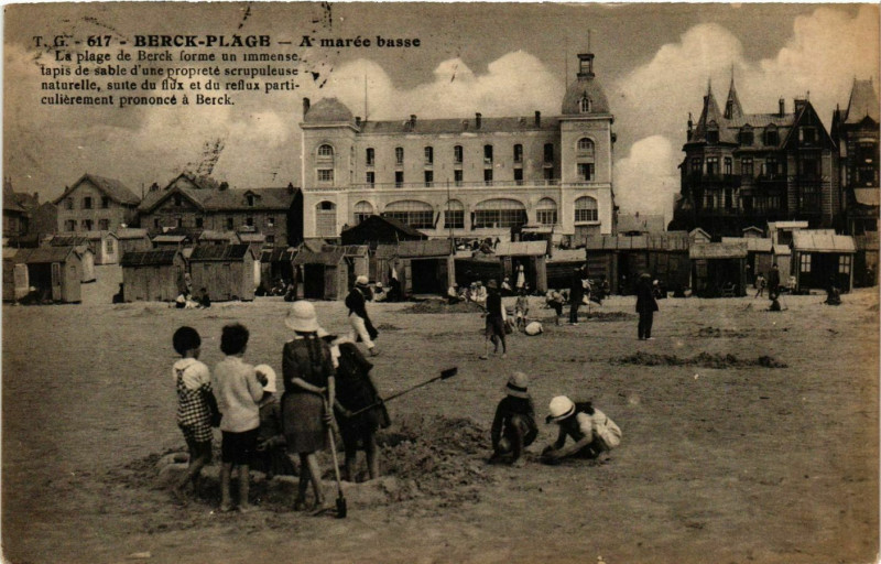 Carte postale ancienne Berck Plage- A maree basse France à Berck