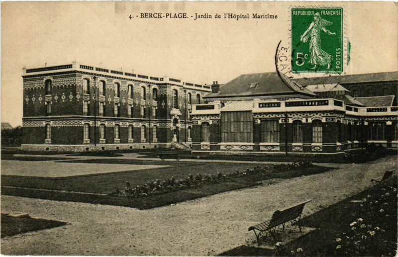 Carte postale ancienne Berck Plage- Jardin de l'Hopital Maritime France à Berck