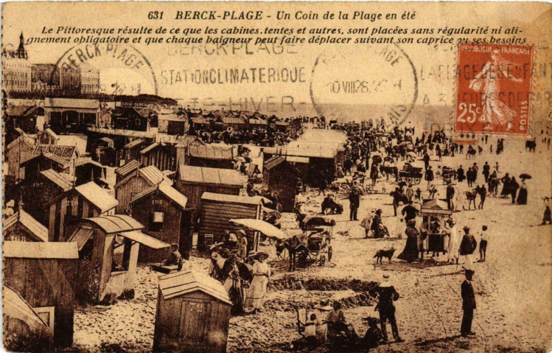 Carte postale ancienne Berck Plage- Un coin de la Plage en Ete France à Berck