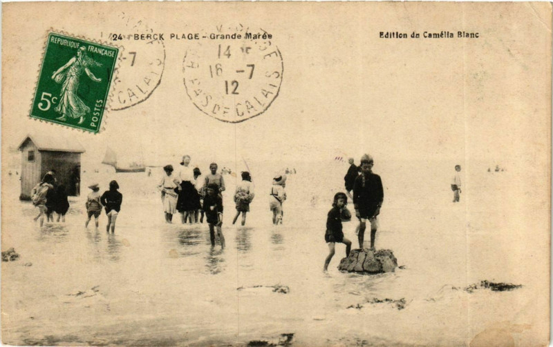 Carte postale ancienne Berck Plage- Grande Maree France à Berck