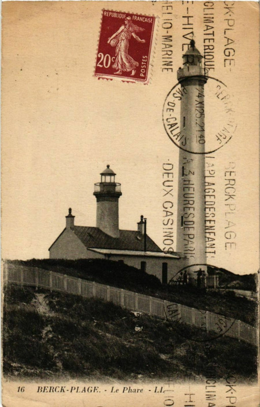 Carte postale ancienne Berck Plage- Le Phare France à Berck