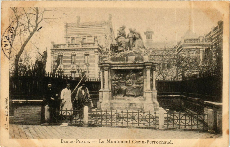 Carte postale ancienne Berck Plage- Monument Cazin Perrochaud France à Berck