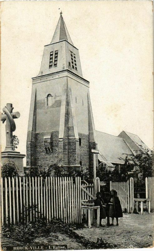 Carte postale ancienne Berck Plage- Eglise France à Berck