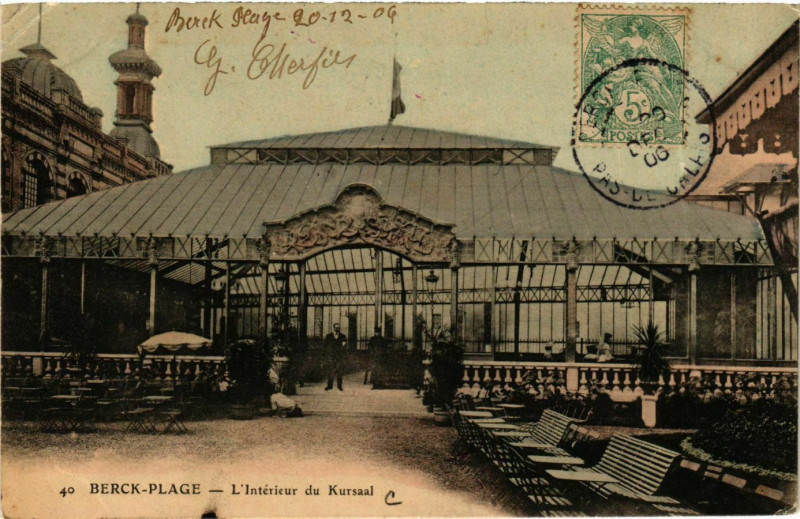 Carte postale ancienne Berck Plage- Interieur du Kursaal France à Berck
