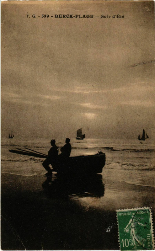 Carte postale ancienne Berck Plage- Soir d'Ete France à Berck