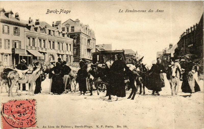Carte postale ancienne Berck-Plage - Le Rendez-vous des Anes à Berck