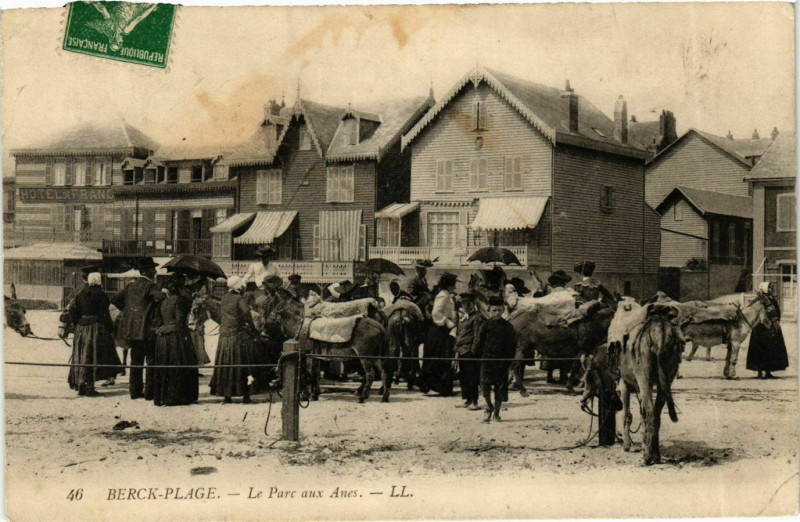 Carte postale ancienne Berck-Plage - Le Parc aux Anes à Berck