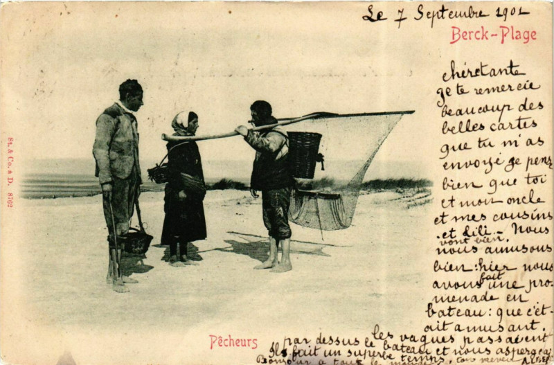 Carte postale ancienne Berck-Plage - Pécheurs à Berck