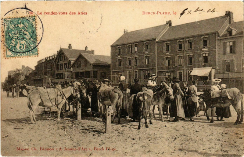 Carte postale ancienne Berck-Plage le 6 oct 04 - La rendez vous des Anes à Berck