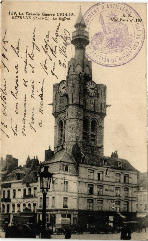 Carte postale ancienne Bethune Le Beffroi à Béthune