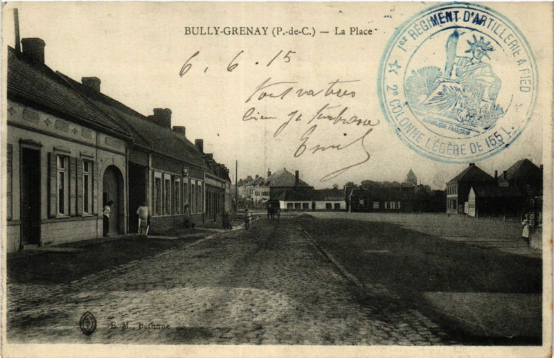 Carte postale ancienne Bully-Grenay La Place à Grenay