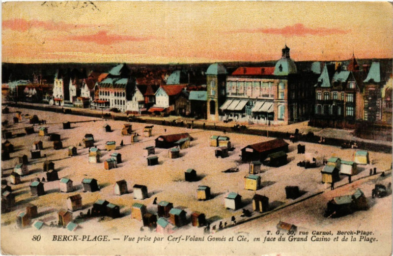 Carte postale ancienne Berck-Plage Vue prise par Cerf Volant Gomes et Cie à Berck