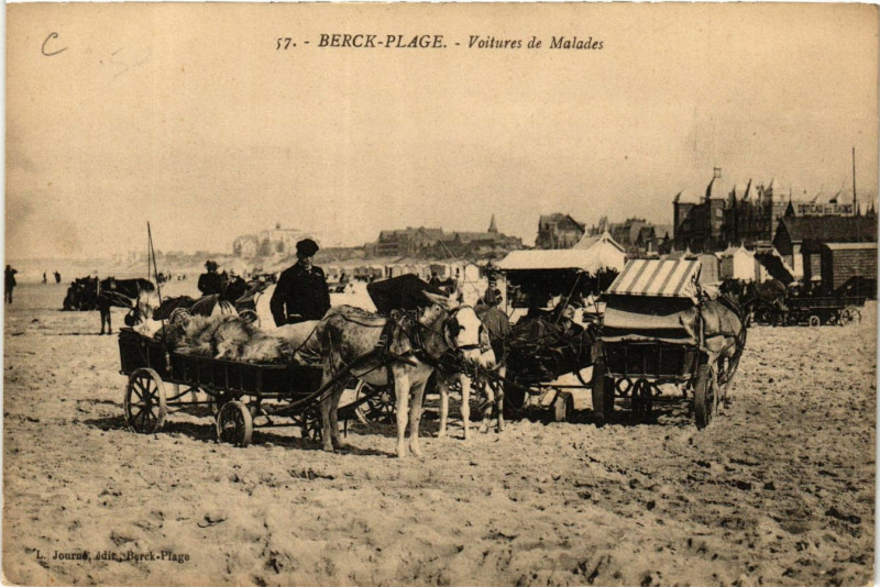Carte postale ancienne Berck-Plage Voitures de Malades à Berck