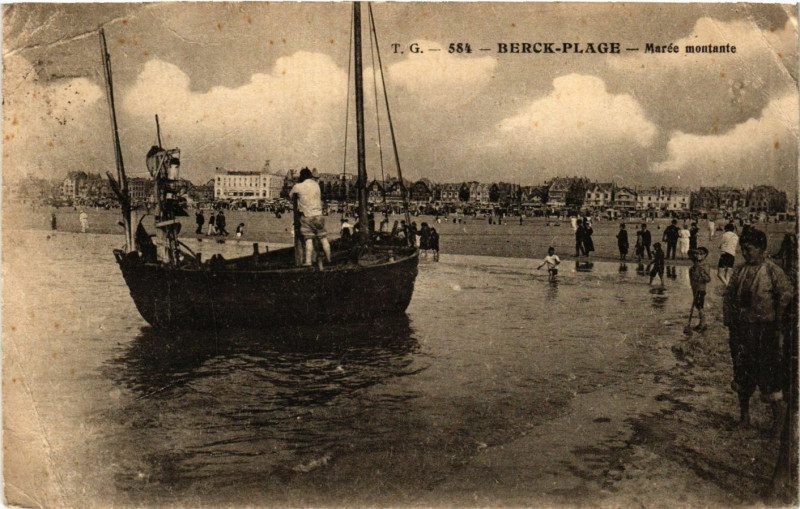 Carte postale ancienne Berck-Plage Marée montante à Berck