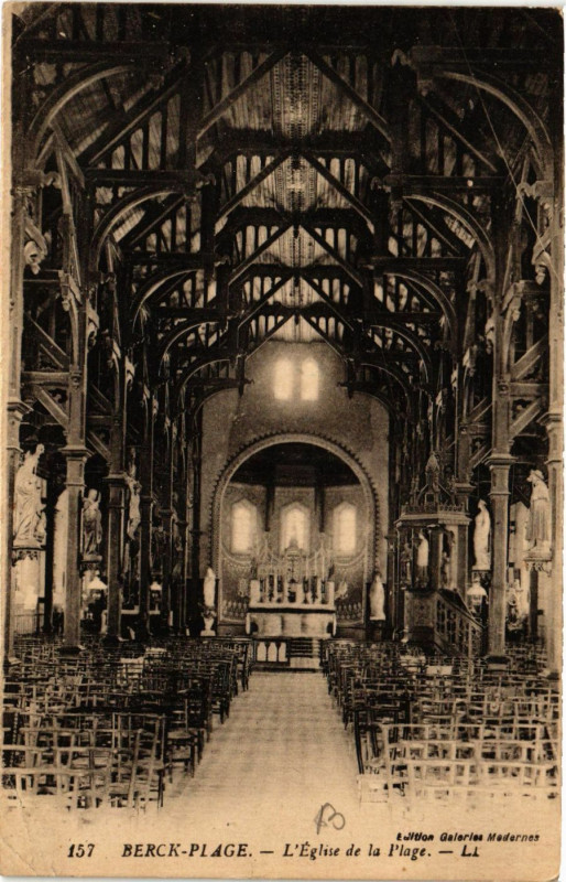 Carte postale ancienne Berck-Plage L'Eglise de la Plage à Berck