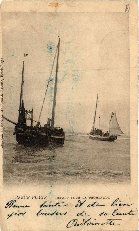 Carte postale ancienne Berck-Plage Départ pour la Promenade à Berck