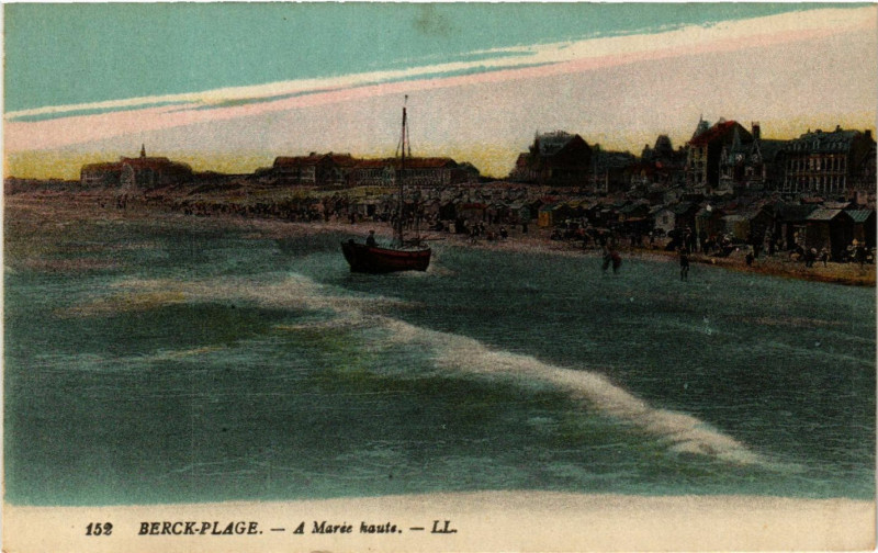 Carte postale ancienne Berck-Plage A Marée haute à Berck