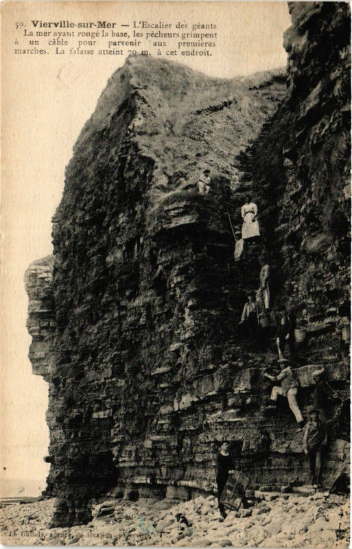 Carte postale ancienne Vierville-sur-Mer l'Escalier des geants
